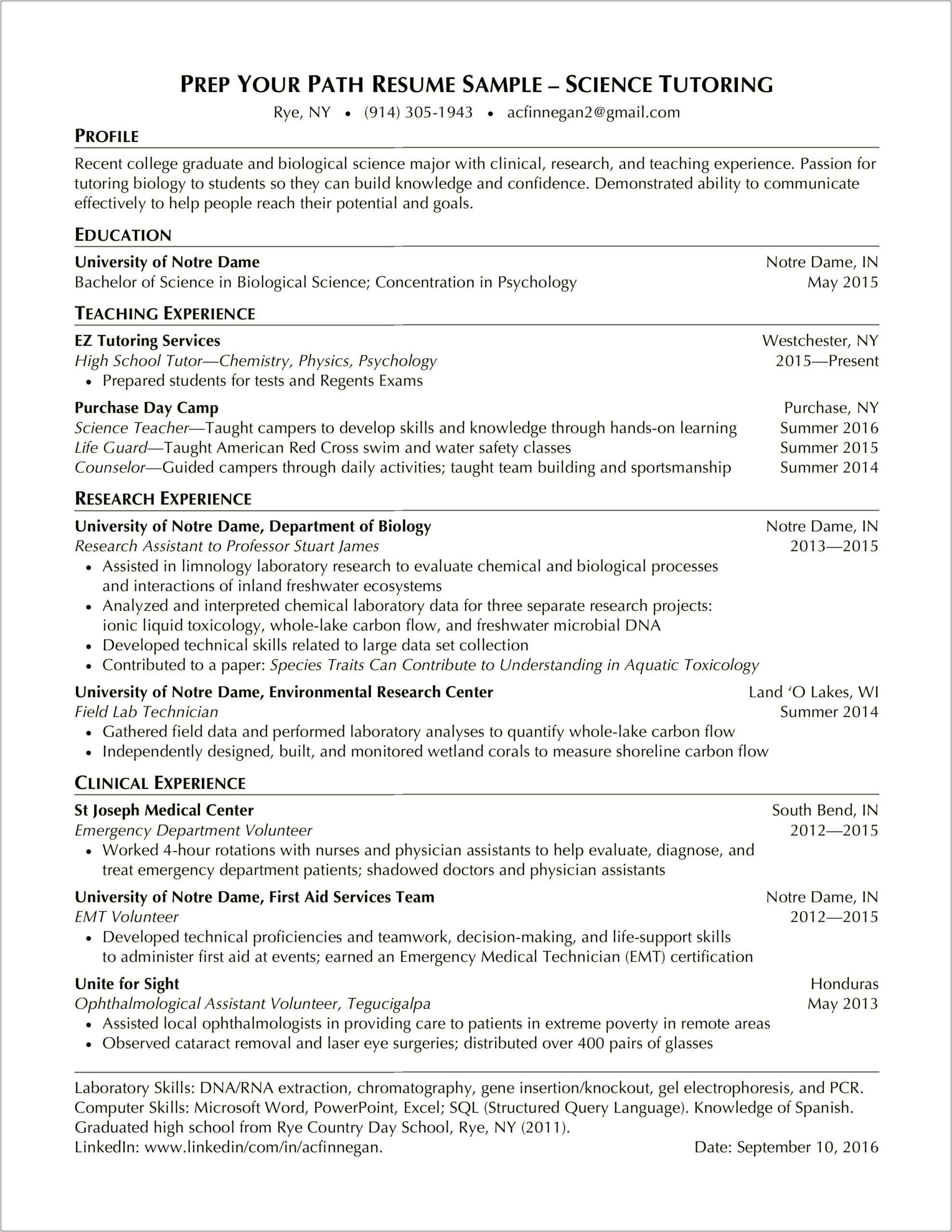Resume For Someone That Graduate High School