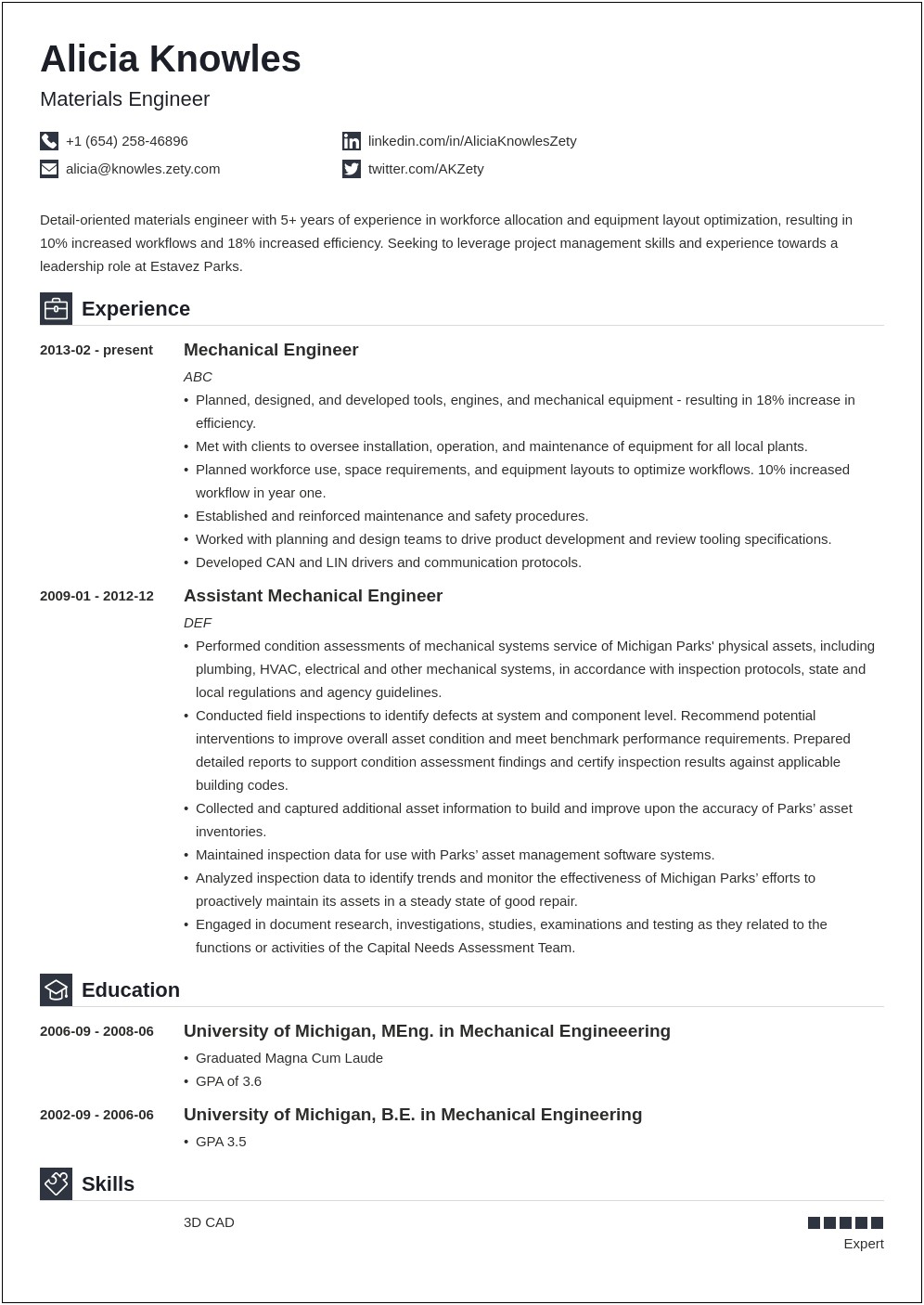 Resume For Someone With One Long Term Job