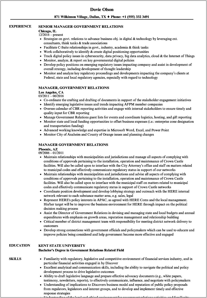 Resume For State Government Job