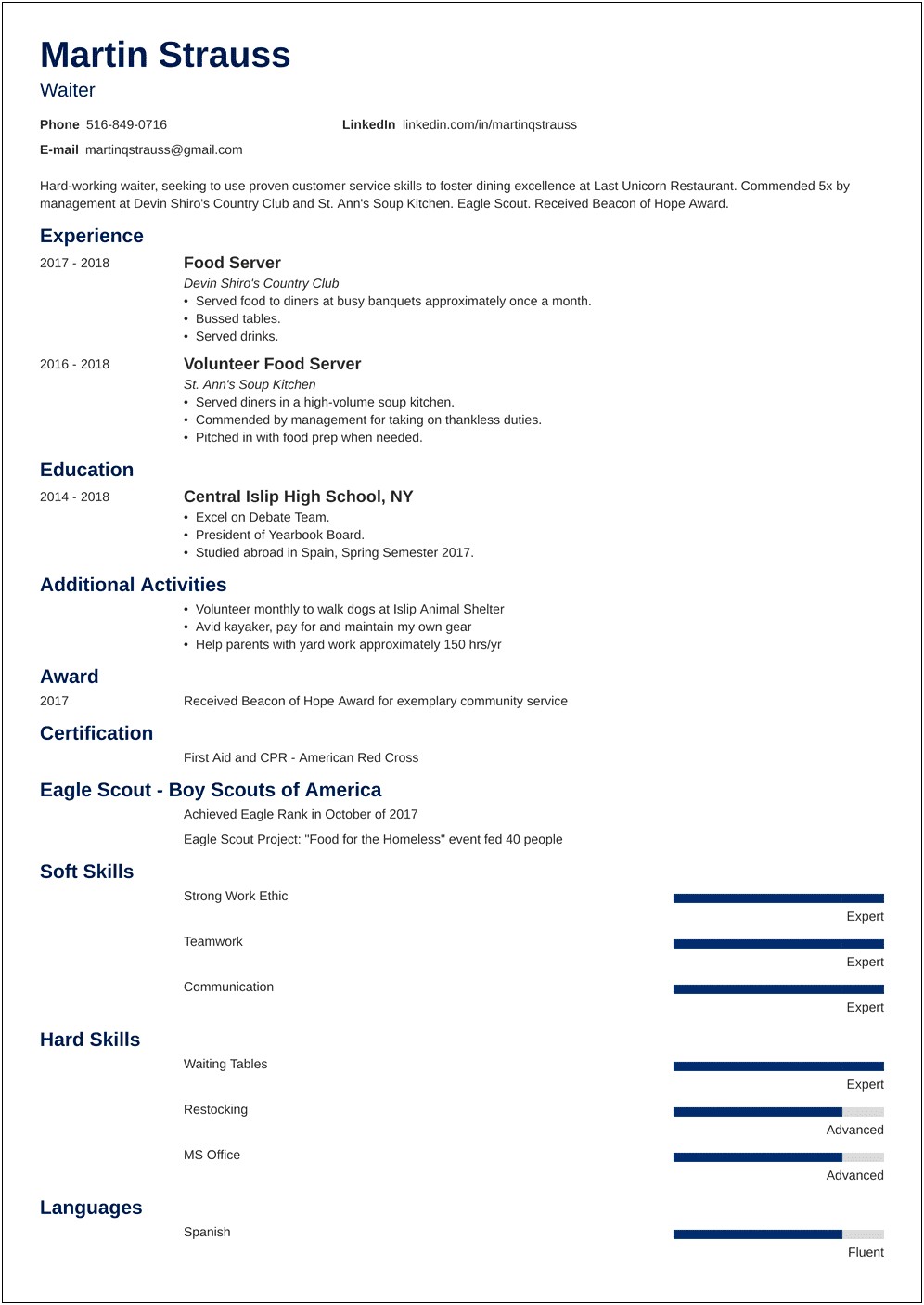 Resume For Teenager No Work Experience