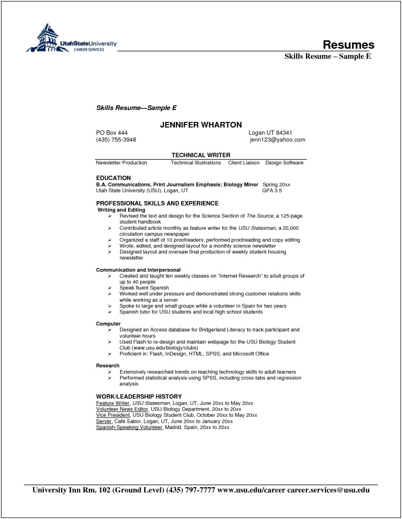 Resume For Working Adult With Volunteer Experience