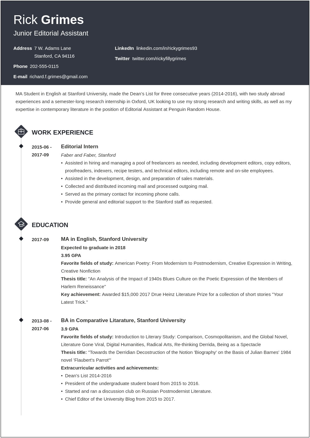 Resume For Working Student Example