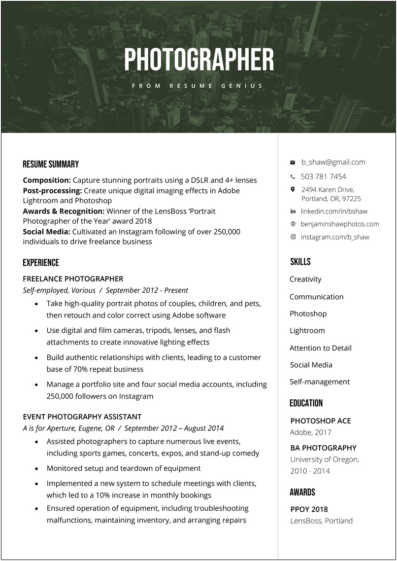 Resume For Working With High End Clients