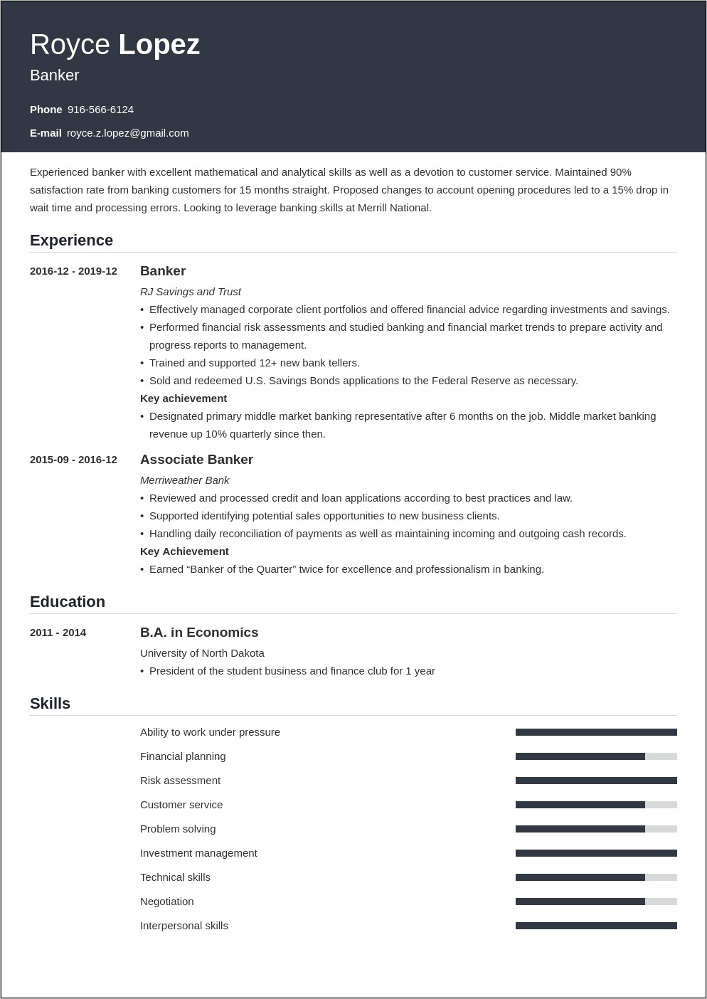 Resume For World Bank Job