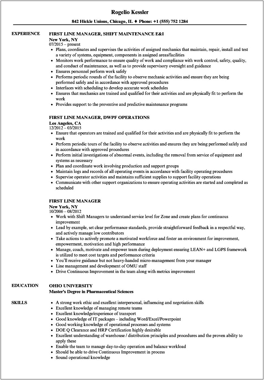 Resume Format Education Or Experience First