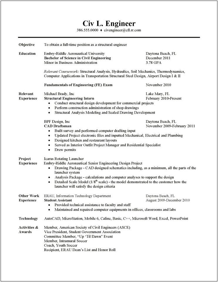 Resume Format Examples In Civil Structural Draughtsman