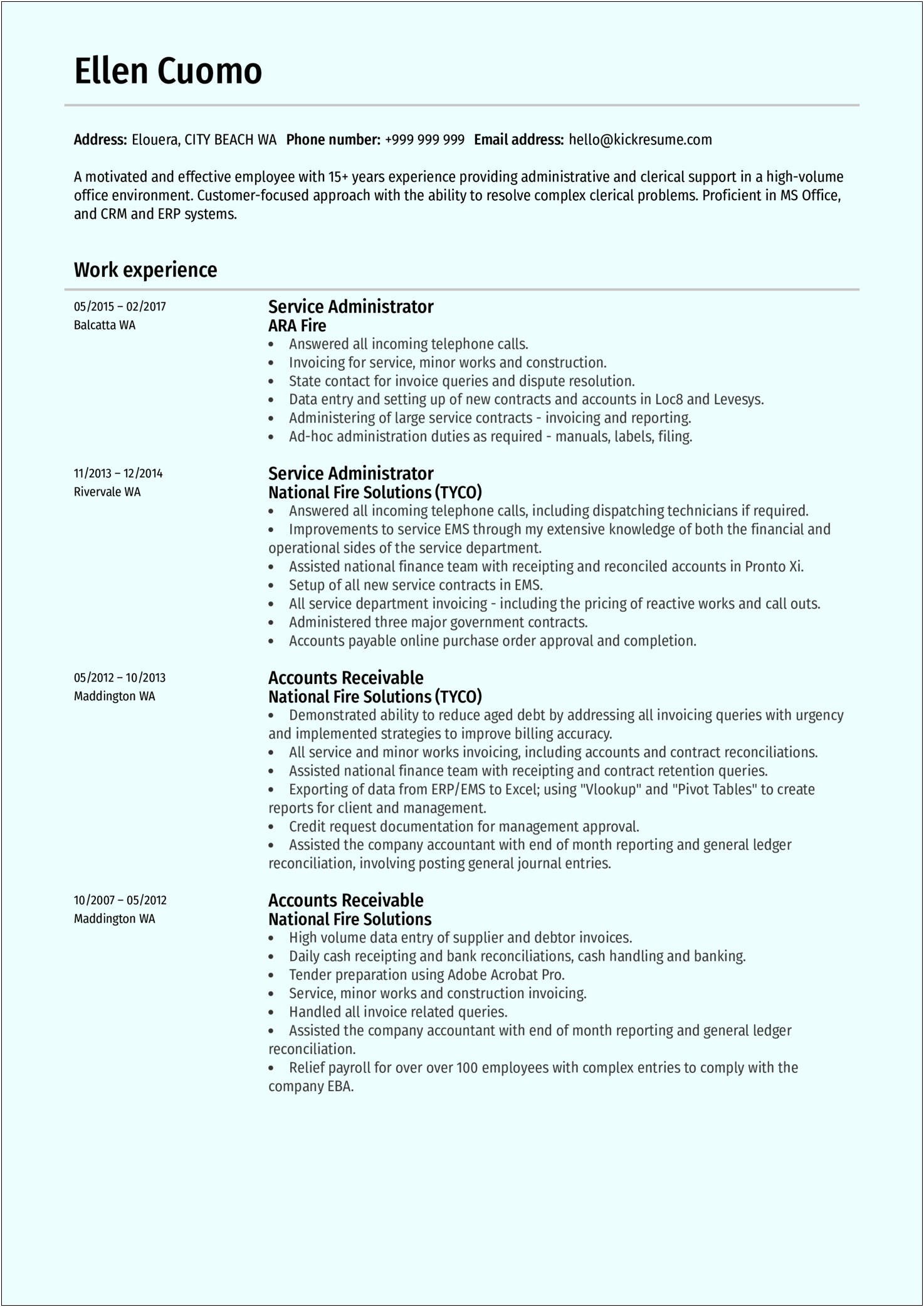 Resume Format For 15 Years Experience