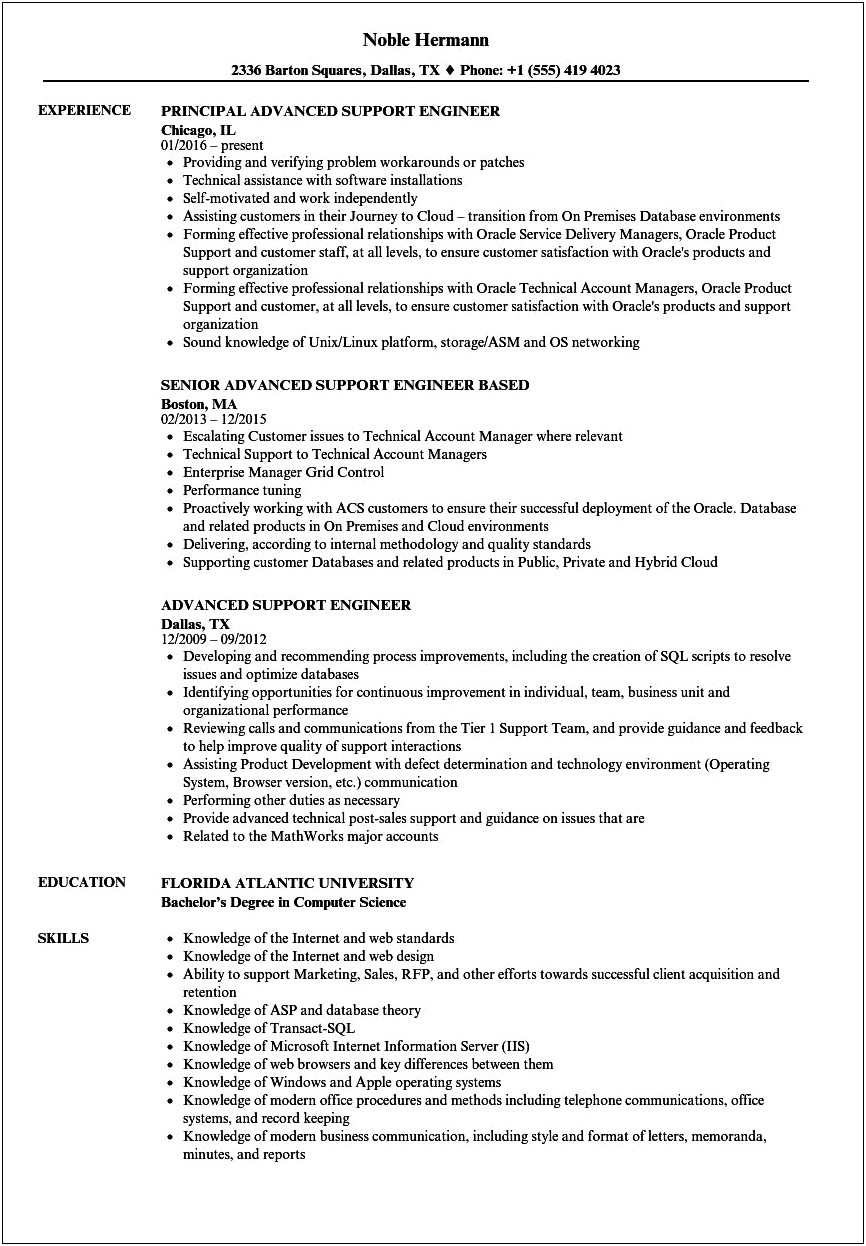 Resume Format For Acs Skill Assessment
