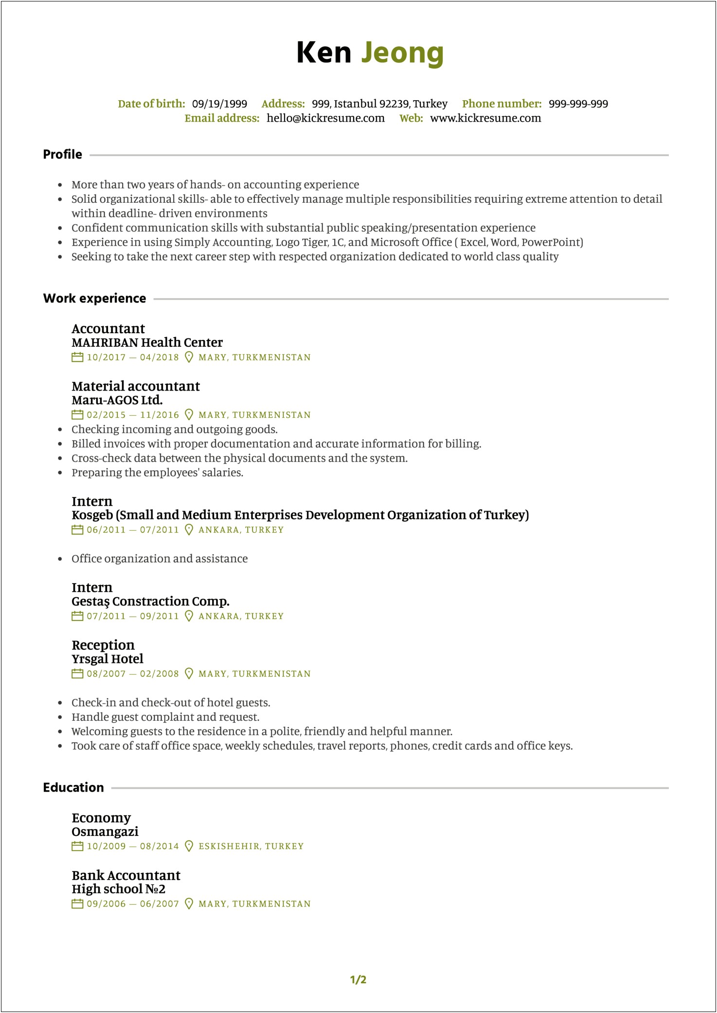 Resume Format For Bank Manager