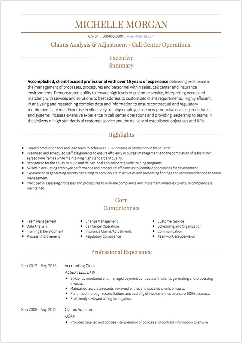 Resume Format For Bpo Jobs For Experienced