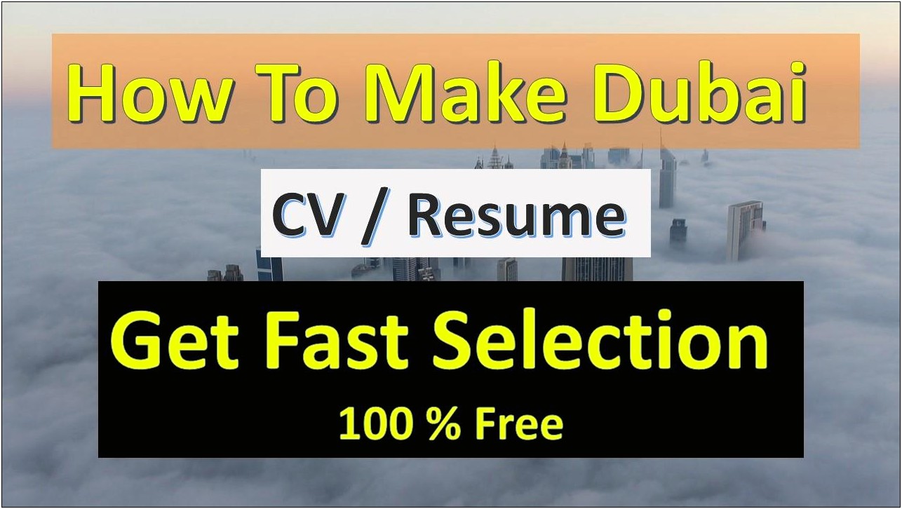 Resume Format For Dubai Jobs