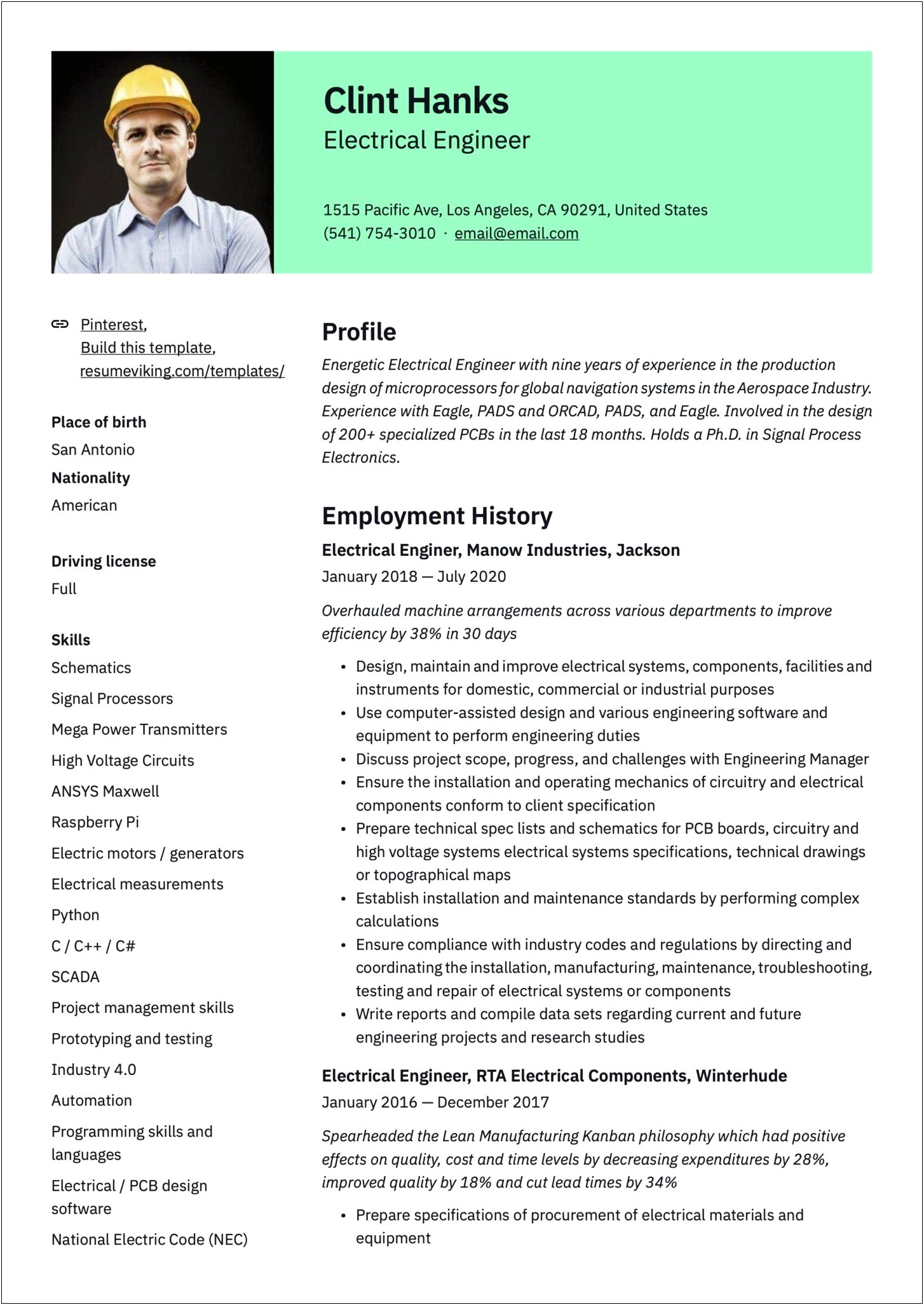Resume Format For Engineering Job Pdf