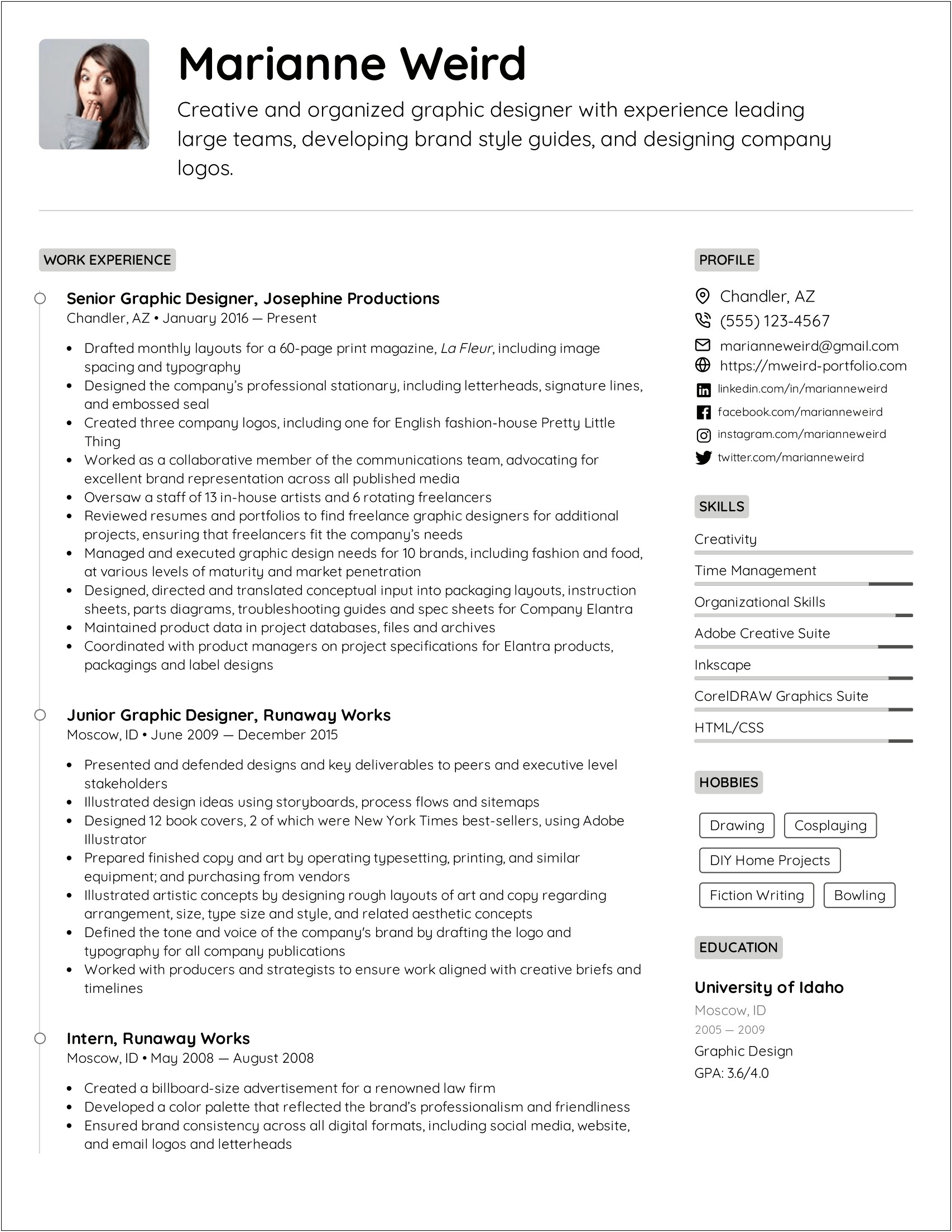Resume Format For Graphic Designer Jobs