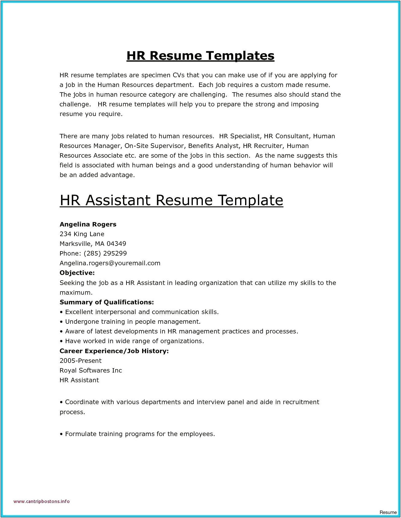 Resume Format For Hr Counsellor Job