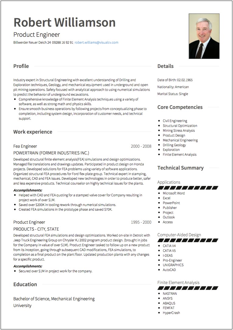 Resume Format For International Jobs