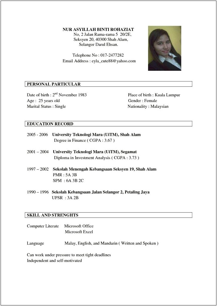 Resume Format For Job Interview Images