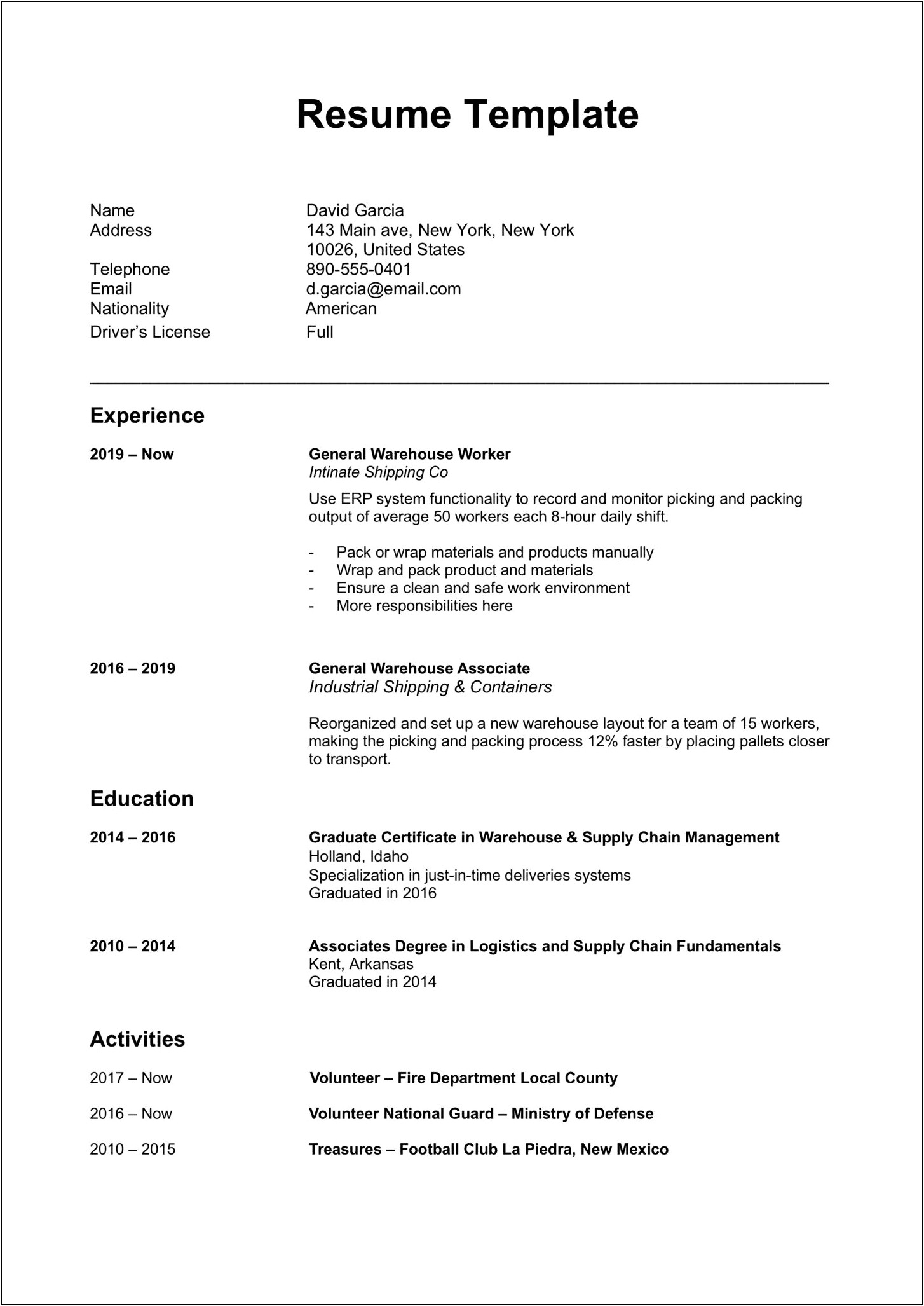 Resume Format For Job Interview Ms Word Download