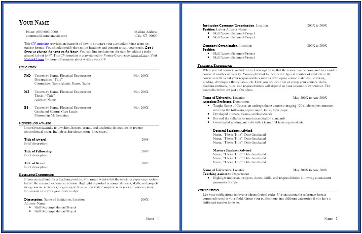 Resume Format For Lecturer Free Download