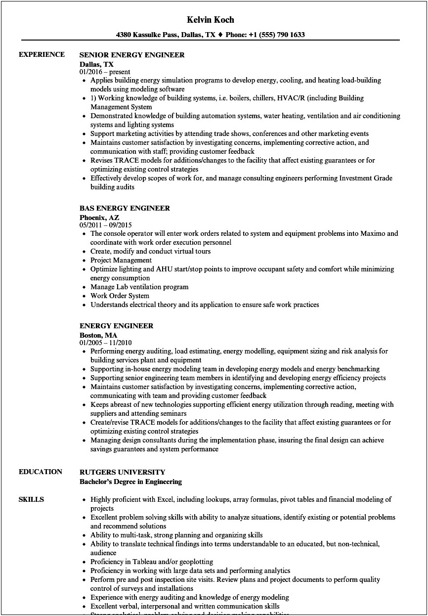 Resume Format For Mechanical Project Manager