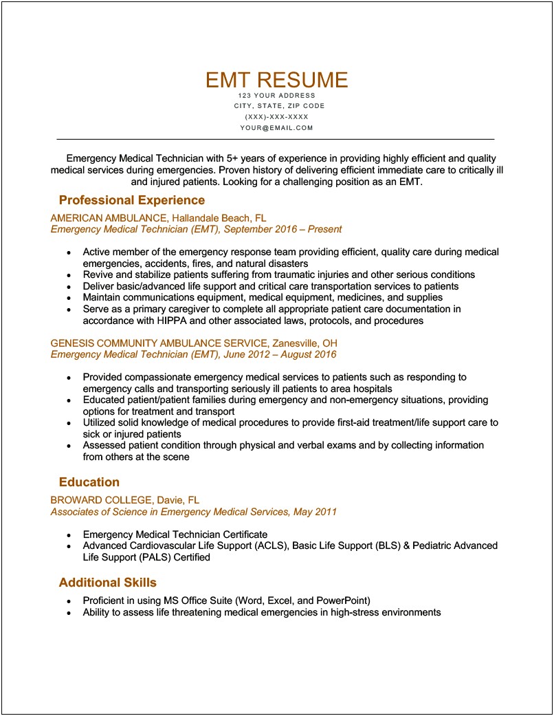 Resume Format For Medical Job