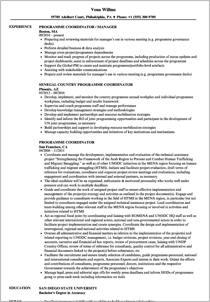 Resume Format For Ngo Sector Job