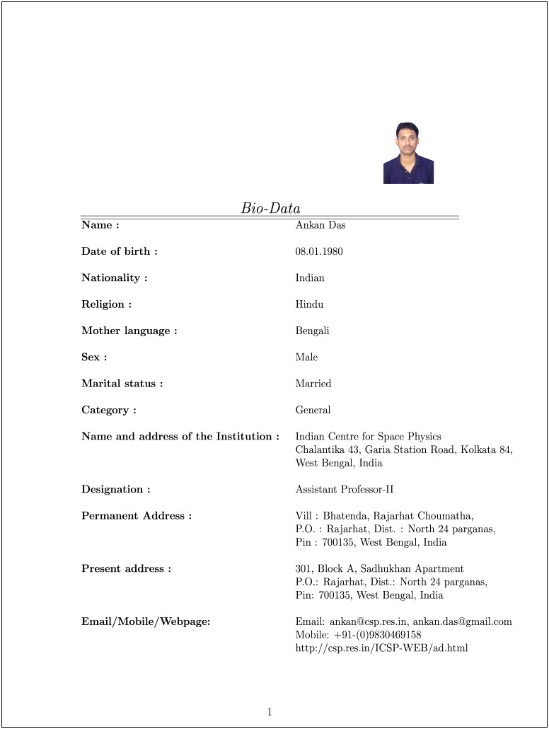 Resume Format For Office Boy In Word