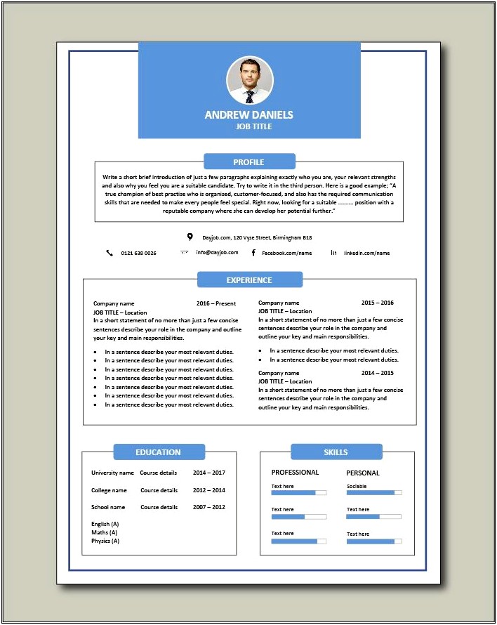 Resume Format For Part Time Job In India