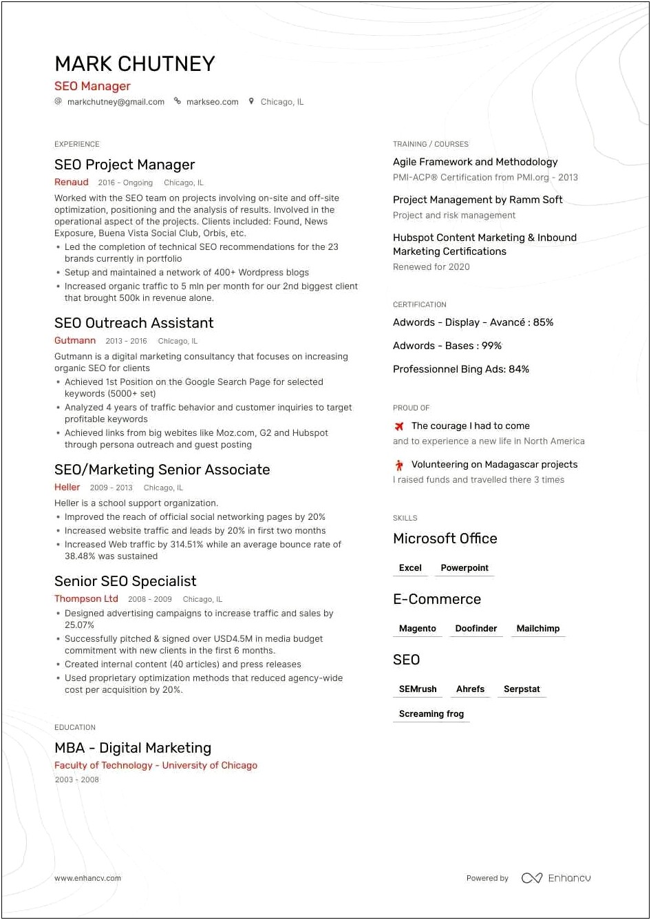Resume Format For Ppc Manager