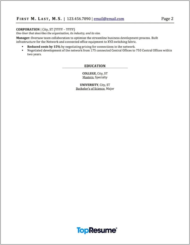 Resume Format For Project Manager In Telecom