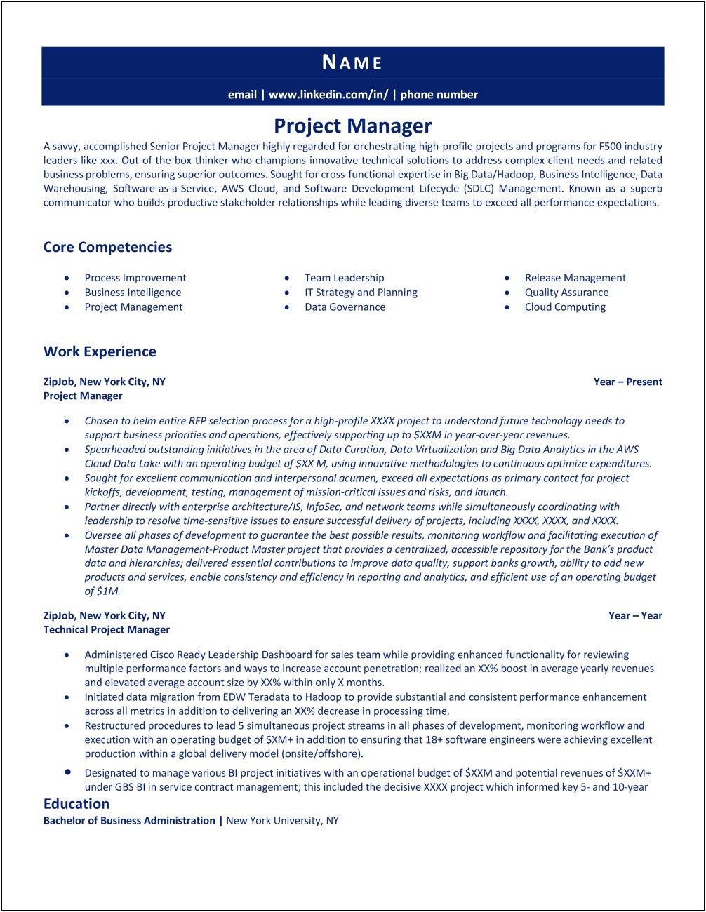 Resume Format For Release Management
