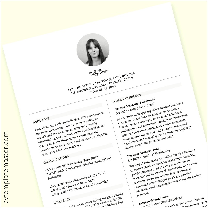 Resume Format For Retail Job