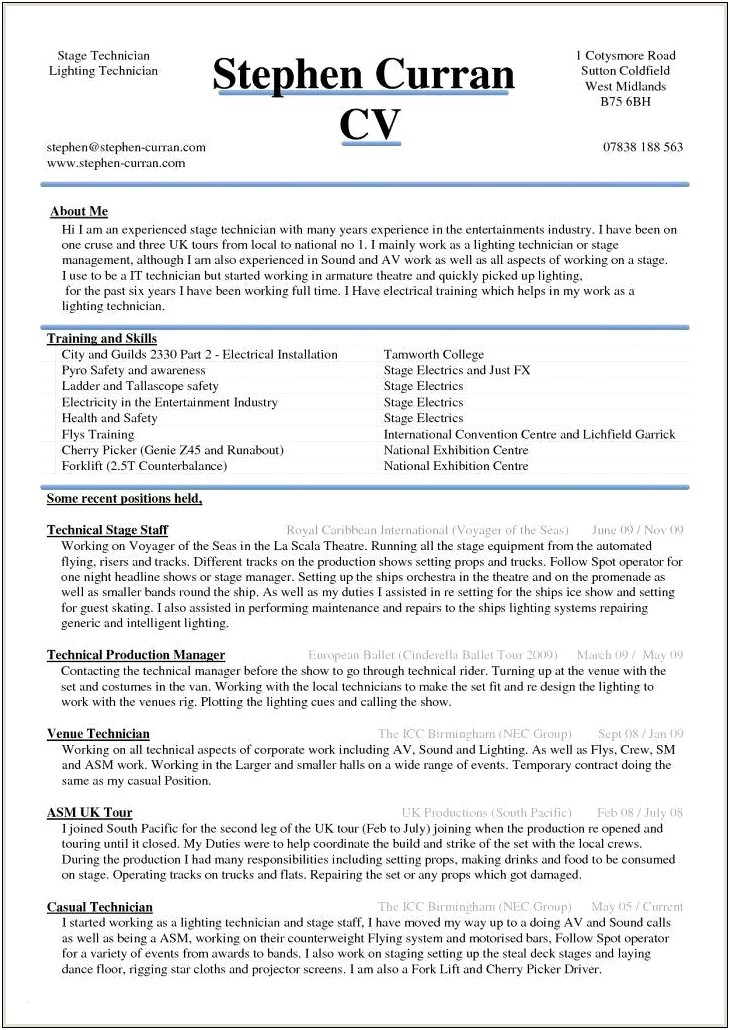 Resume Format For Rig Jobs