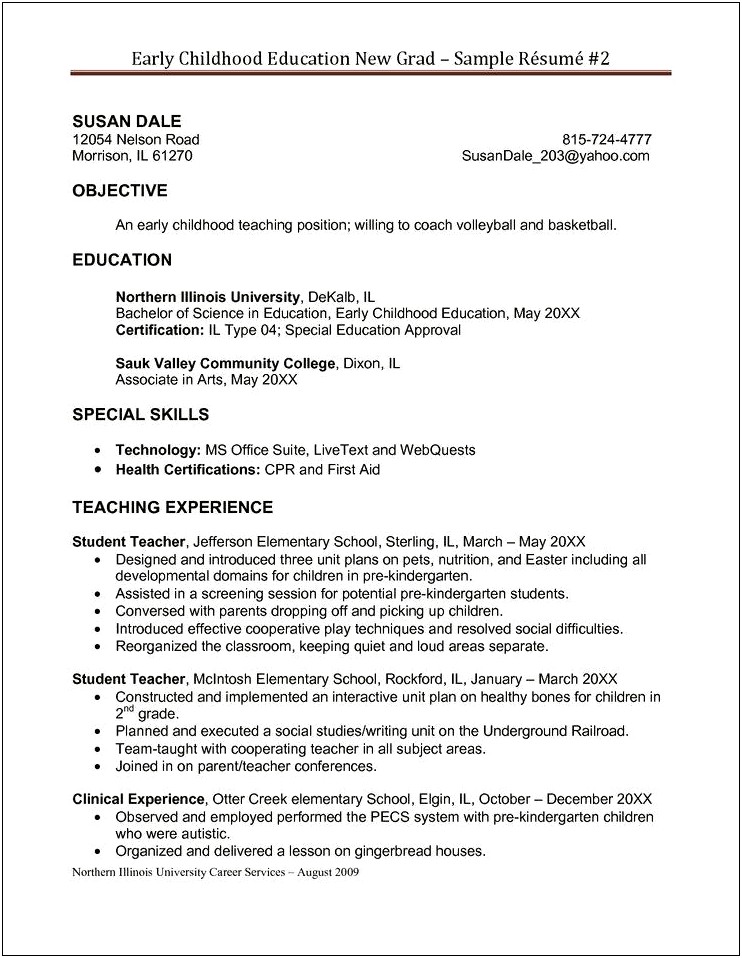 Resume Format For Teachers Objective