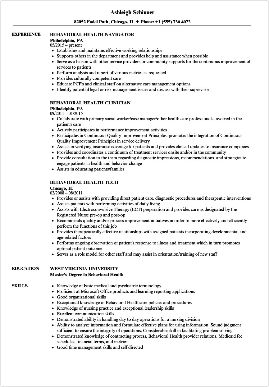 Resume Format For Working With Mentally Disabled Adults