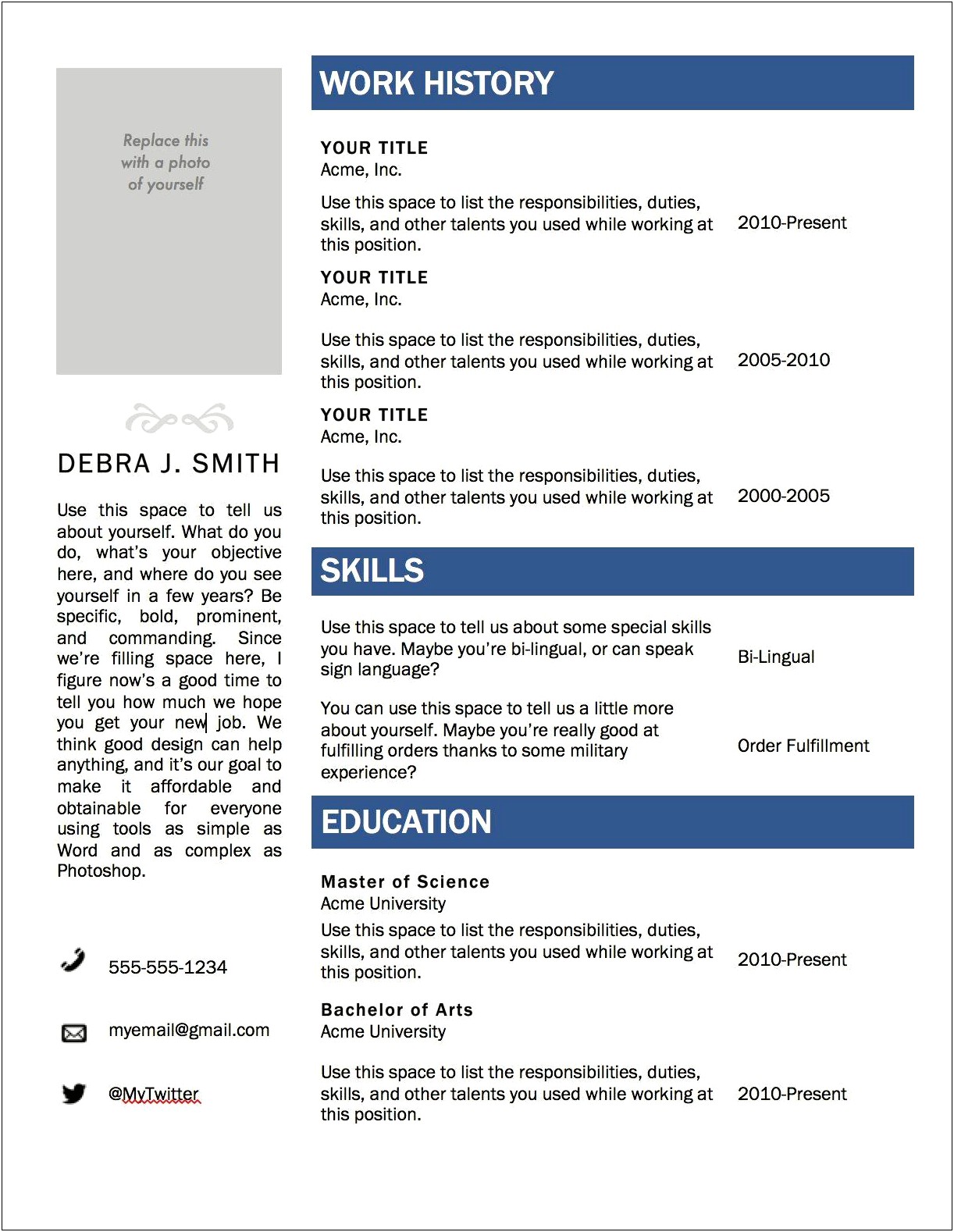 Resume Format Free Download In Ms Word