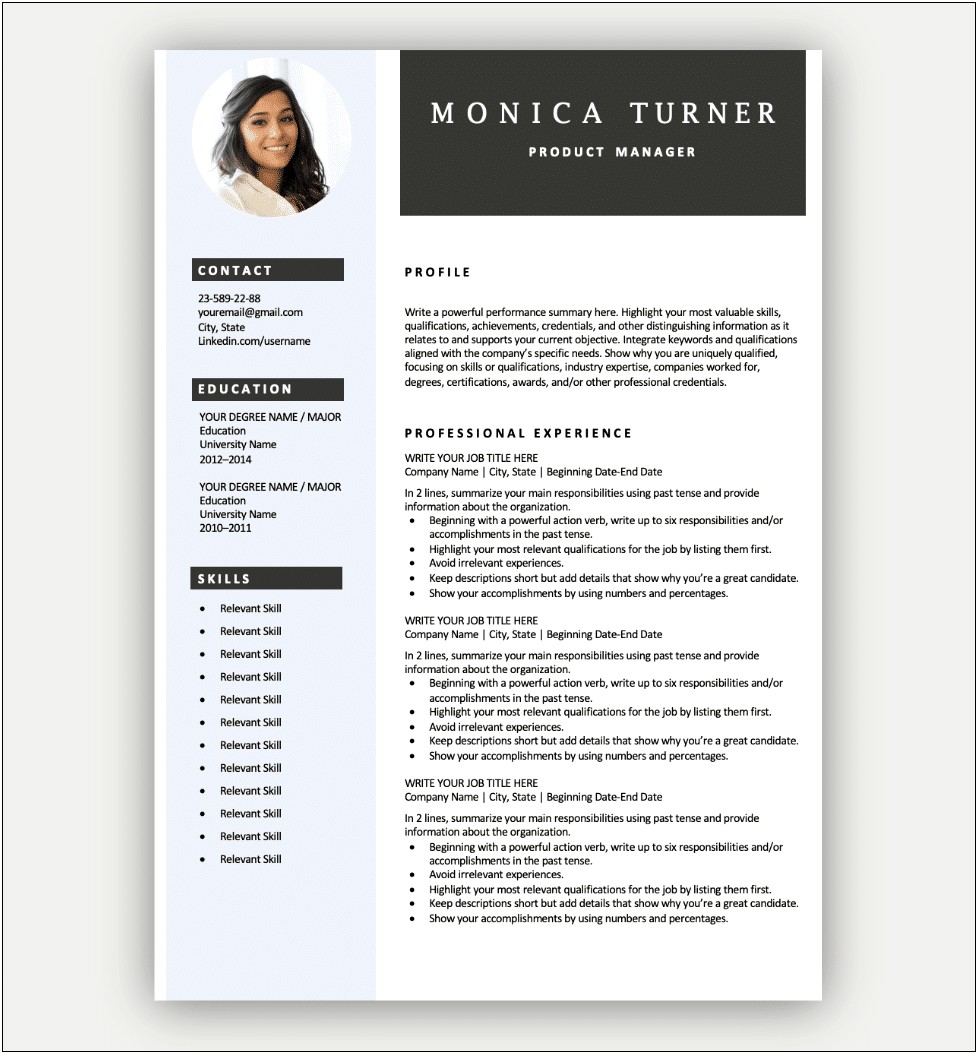 Resume Format Free Download Latest