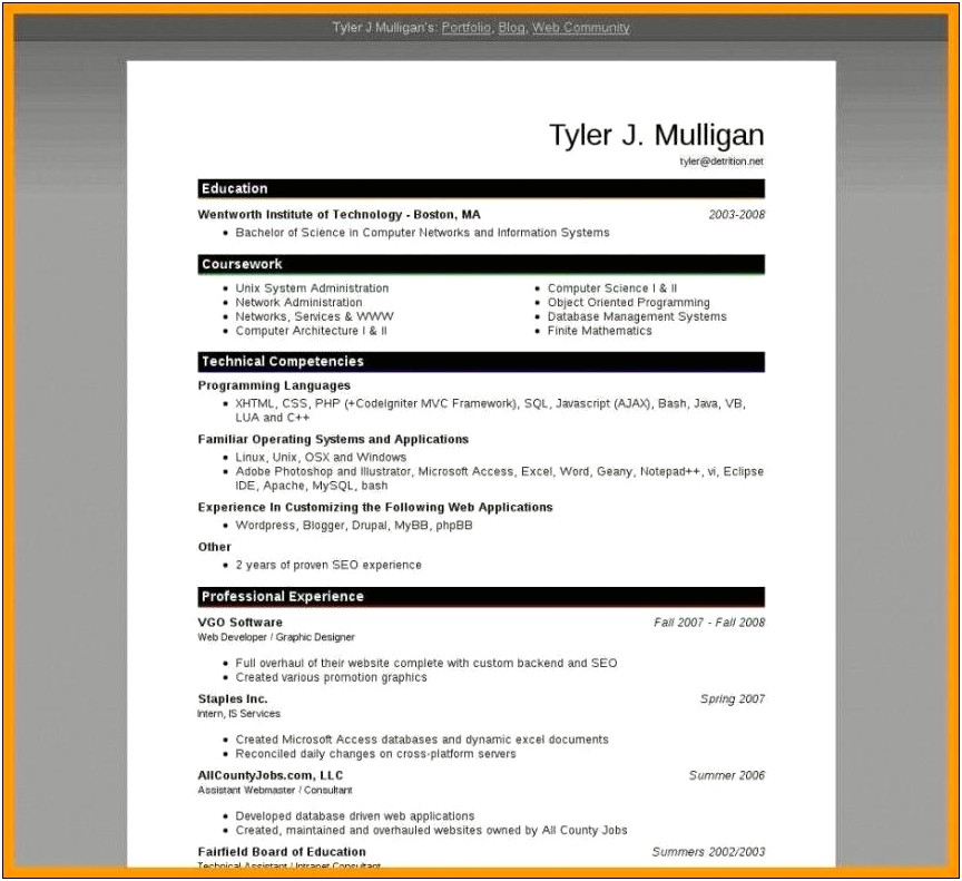 Resume Format In Ms Word 2007