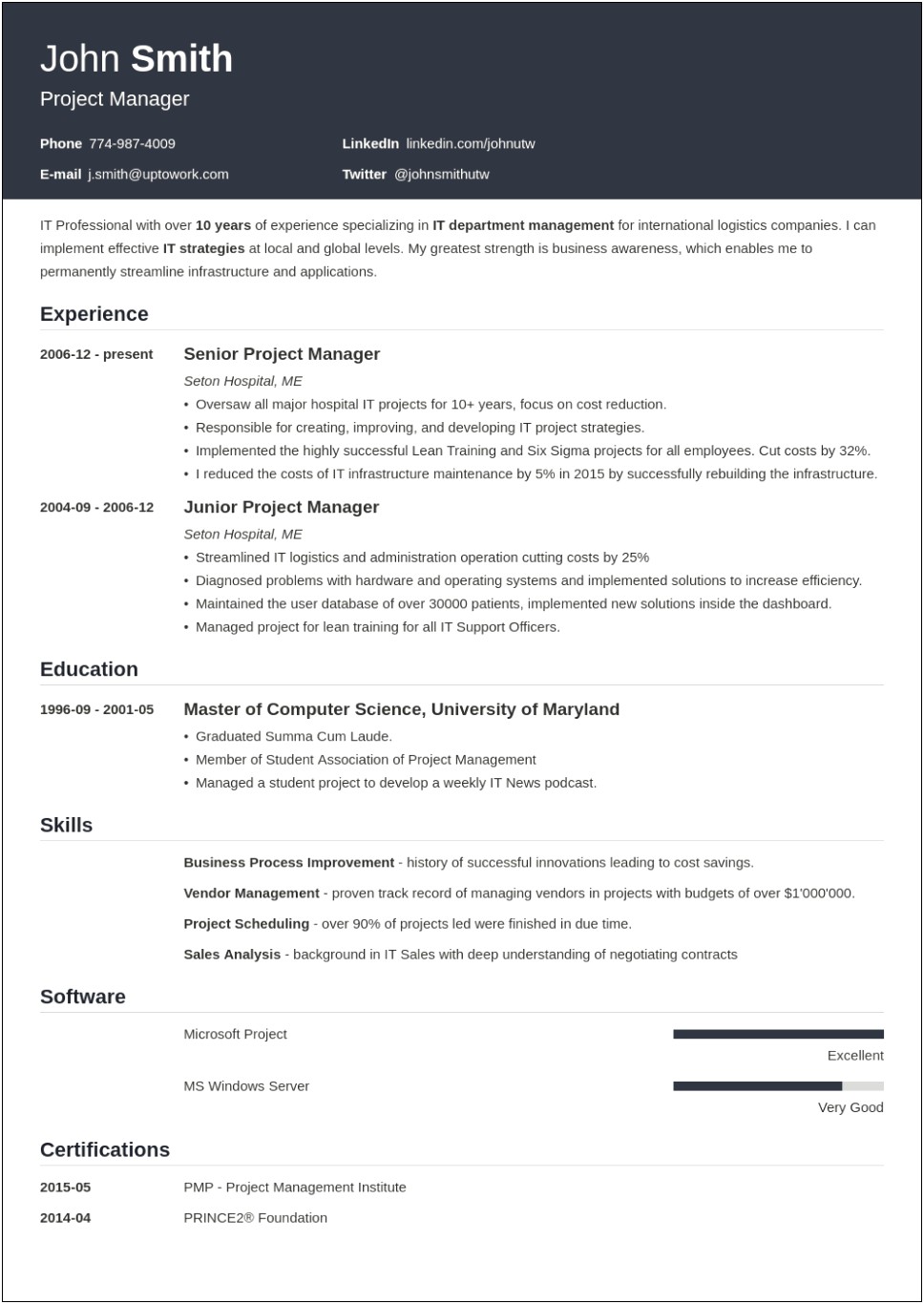 Resume Format Template For Job