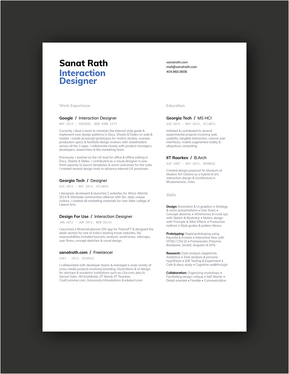 Resume Formatting Product Manager Sections Google
