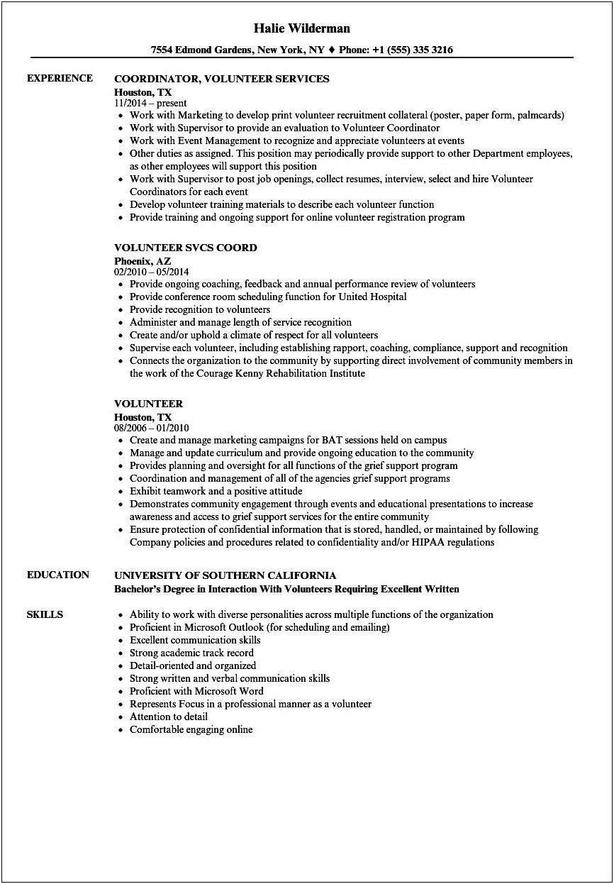 Resume From Volunteer To Get A Job