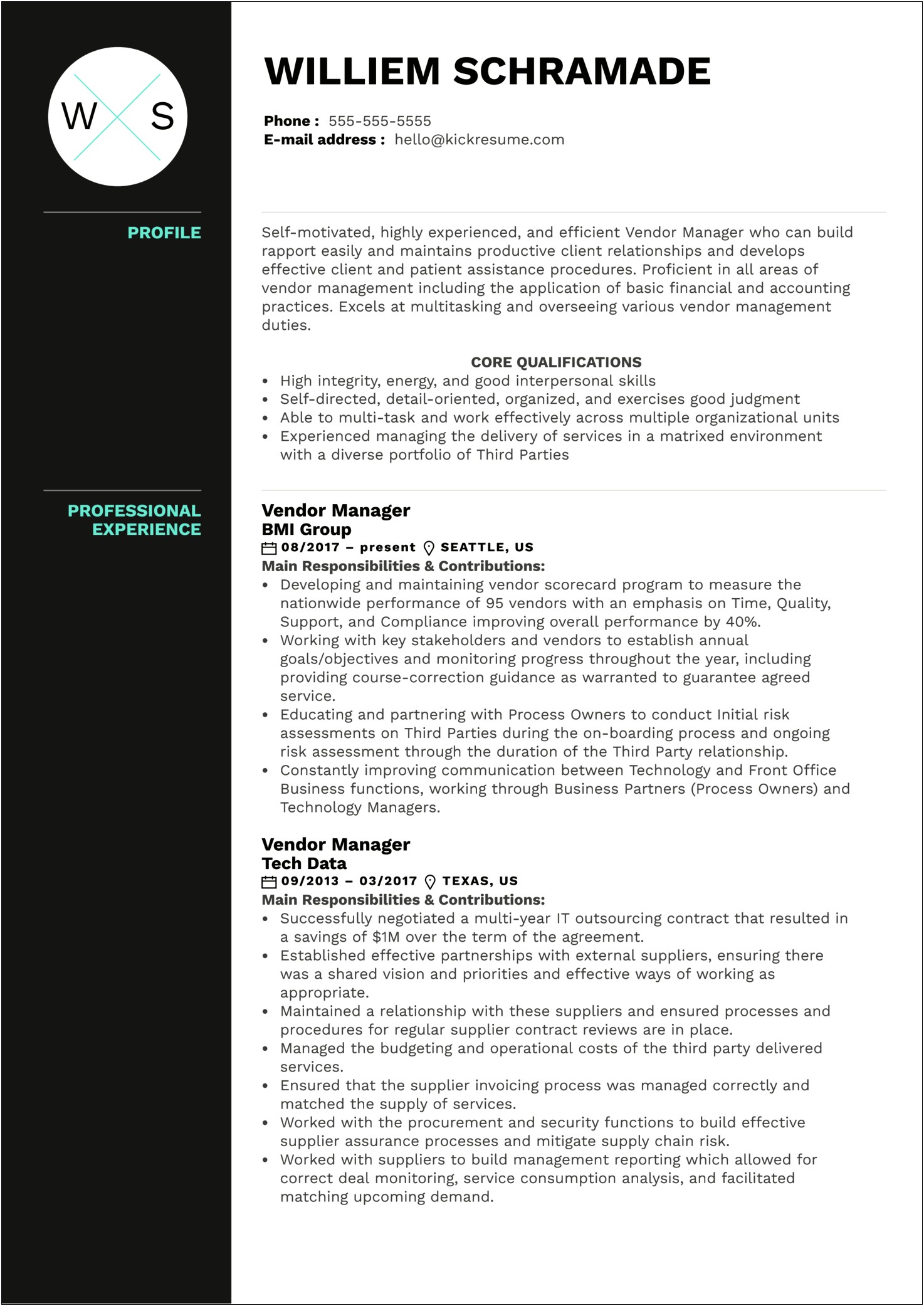 Resume Greared Towards Relationship Management
