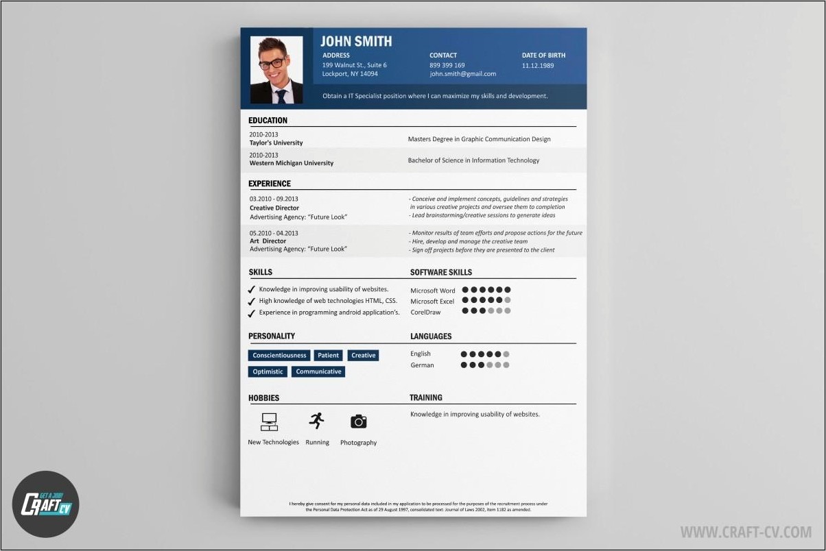 Resume Header Examples Modern Traditional