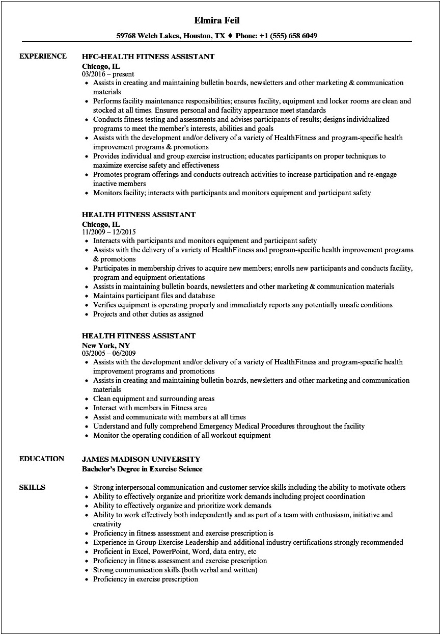 Resume Heading Examples For Chiropractic Assistant Receptionist