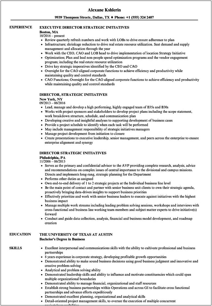 Resume Headline For Strategy Manager