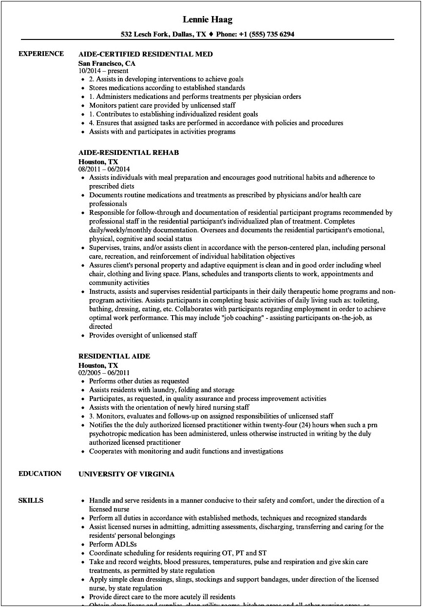 Resume Help With Job Description For Resident Assistant
