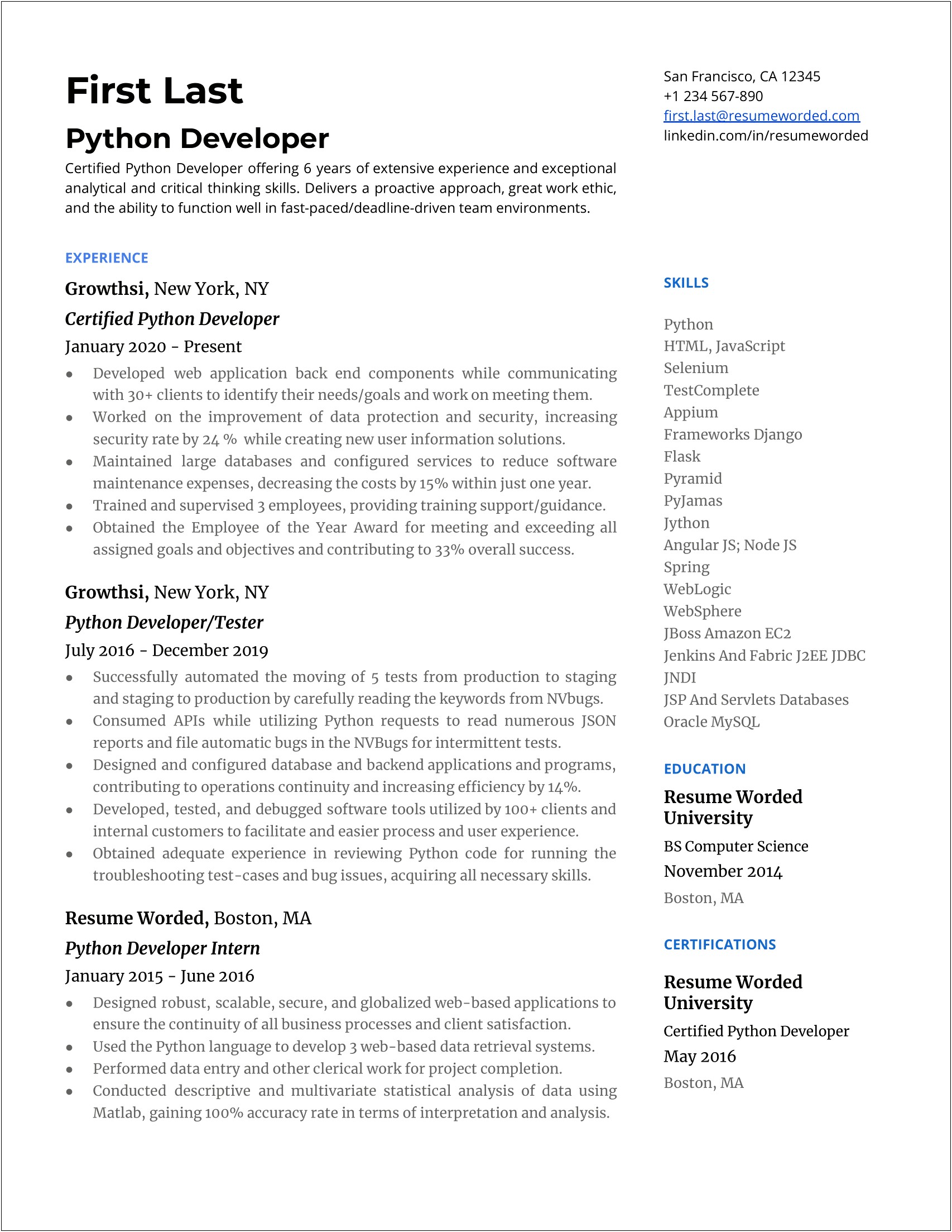 Resume Highlight Project Examples Web Dev