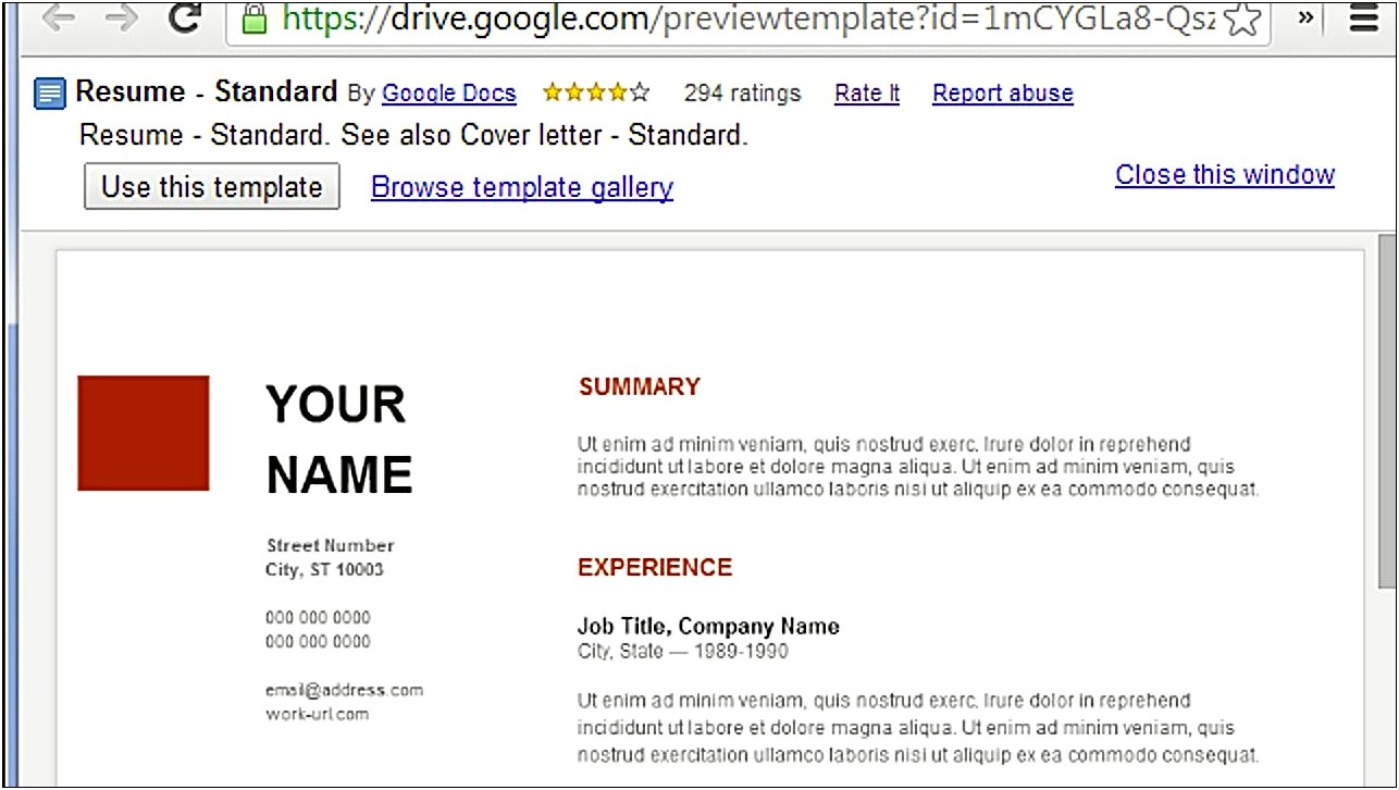 Resume I Used To Get Job At Google