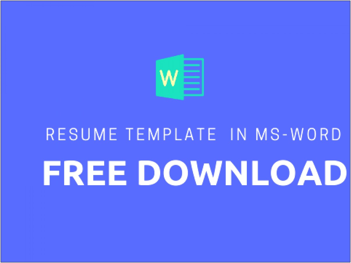 Resume In Ms Word Free Download