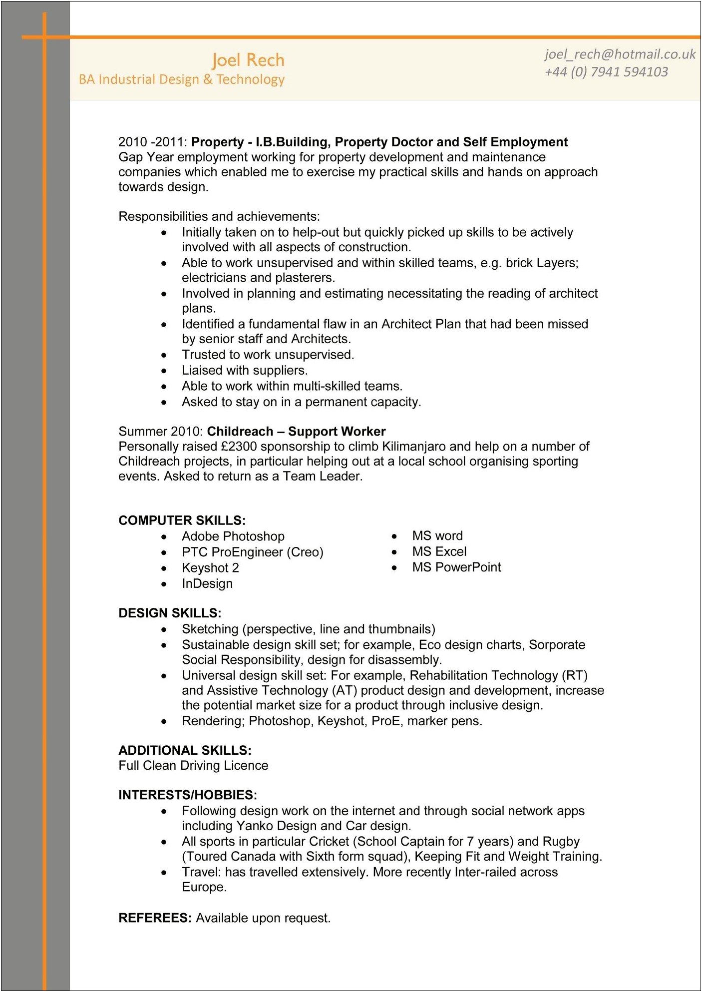 Resume Industrial And Residential Maintenance Skill Sets