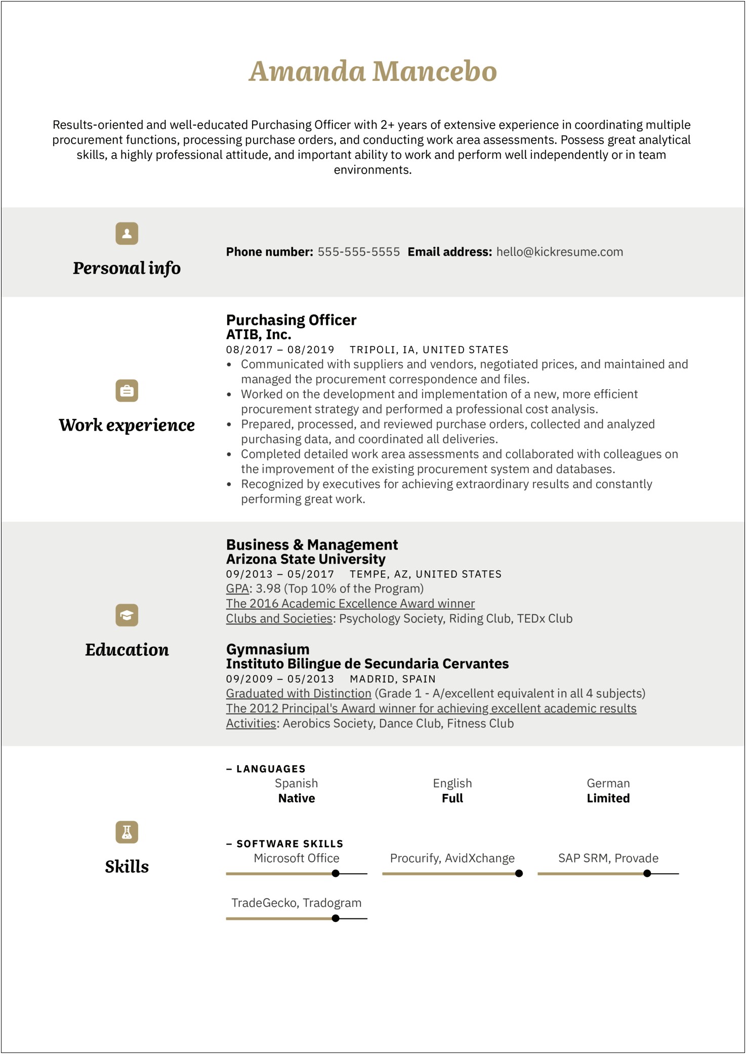 Resume Job Summary Results Section